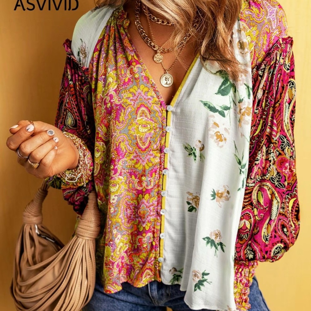 Women's Multicolor Bohemian Top